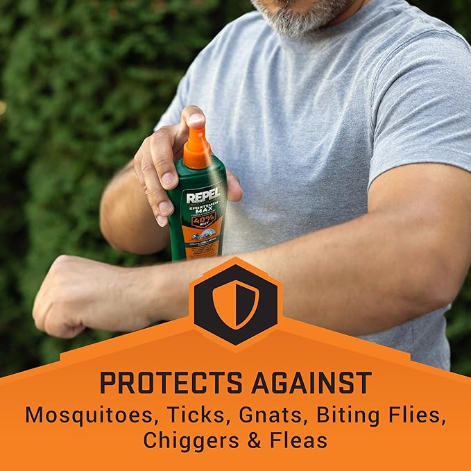 Repel Insect Repellent Sportsmen Max Formula Pump Spray 40 Percent DEET, 6 Ounces, Long-Lasting Insect Repellent Spray Repels Mosquitoes, Ticks, Gnats, Biting Flies, Chiggers And Fleas, 12 Pack