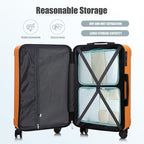 Luggage Sets 3 Piece with Double Spinner Wheels, Carry on Hardshell ABS Suitcases Set with TSA Lock, Lghtweight Checked Luggage for Different Travelling (Black+Orange, 20"/24"/28")