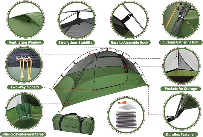 Clostnature Lightweight Tent for Backpacking - 1/2/3/4 Person Ultralight Backpacking Tent, Waterproof Easy Setup Camping Tent, Hiking Tent for Outdoor, Hiking and Mountaineering
