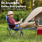 NEWBULIG Oversized Folding Camping Chair for Adults, Portable Outdoor Collapsible Chairs, 500 LBS Heavy Duty Support, with Cup Holders, for Lawn, Fishing, Hiking, Blue