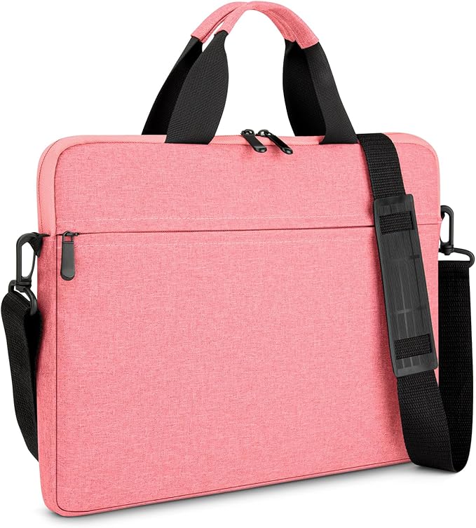 15.6-16 Inch Laptop Sleeve Shoulder Bag Notebook Chromebook Computer Carrying Case Compatible with 15.6 inch Acer Asus Dell HP Thinkpad, Pink