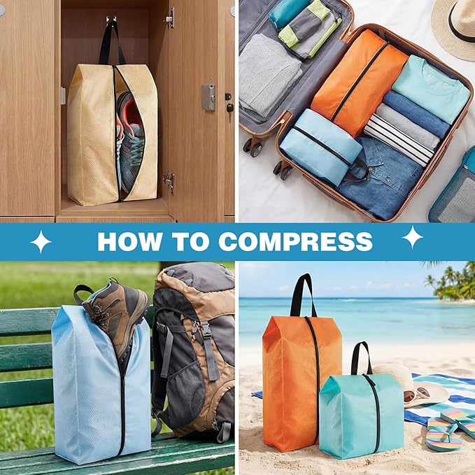 6 Pcs Travel Shoe Bags with Zipper Nylon Portable Waterproof Suitcase Shoe Organizer Packing for Golf(Mixed,Pastel)
