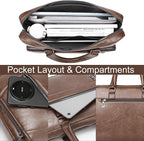 Brown PU Leather Laptop Bag for Men Stylish Mens Messenger Bag Durable Work Bag Practical Shoulder Bag Spacious Computer Briefcase