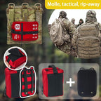 556 Piece Premium Large First Aid Kit, Survival Medical Bag with Labelled Compartments, Workplace Essential for Home & Sports, Molle Tactical Rip-Away Design, First Responders' Choice for Trauma
