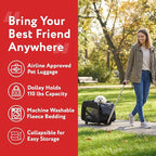 dbest products Rolling Pet Carrier with Wheels Airline Approved - TSA Dog Cat Carrier for Airplane Travel - Wheeled Pet Carrier 18x12x20 for Pets up to 24lbs - Collapsible Travel Bag