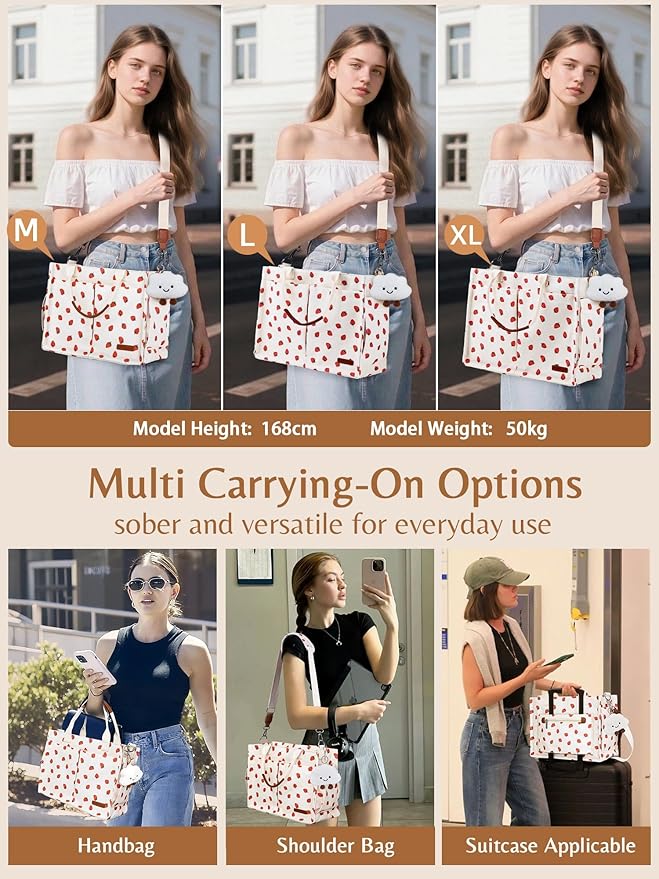 BESBESME Canvas Tote Bag for Women with Zipper & Compartments– Large Work & College Laptop Tote Crossbody Shoulder Bag
