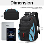 Boavan Laptop Backpack for men, 17.3 inch Laptop Bag with USB Port, Waterproof Travel Work Backpack Purse, Anti-Theft Teacher Nurse Doctor Casual Bookbags Office Business backpack，Black&Sky Blue