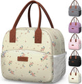 HOTOR Lunch Bag for Women & Men - Wear-Resistant Insulated Lunch Box with Large Capacity, Multi-Functional Cooler Bag for Office, Picnic, Blossom Beige, 10L, 10.60" x 5.90" x 9.50"
