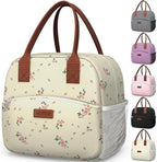 HOTOR Lunch Bag for Women & Men - Wear-Resistant Insulated Lunch Box with Large Capacity, Multi-Functional Cooler Bag for Office, Picnic, Blossom Beige, 10L, 10.60" x 5.90" x 9.50"