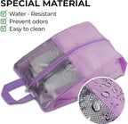Shoe Bags For Travel, Used As For Storage or Shoe Travel Bag, Space Saving When Travelling With This Travel Shoe Bags For Packing, Waterproof Nylon Sneaker Bag. (Light Purple, 2 Pack, Medium)