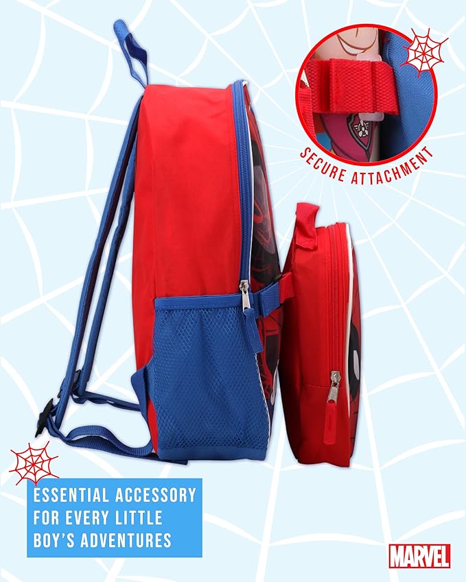 Fast Forward Spider-Man Boys Backpack and Lunch Box Set - 2 Piece 15 Inch School Backpack With Detachable Lunch Bag, Size One Size, Spider-Man Red Lunch Bag