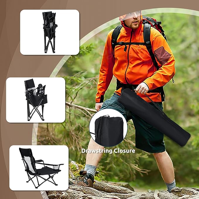 HaSteeL Folding Beach Chair Set of 3, Foldable Black Camping Chairs & Grey Table for Outside, Low Beach Chair Portable for Adults Fishing, Picnic, Outdoor BBQ, Cup Holder & Storage Bag