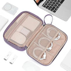NISHEL Travel Cord Organizer Case, Double Layers Tech Electronic Bag, Essentials for Charger, Cable, Phone, Flash drive, Large, Purple