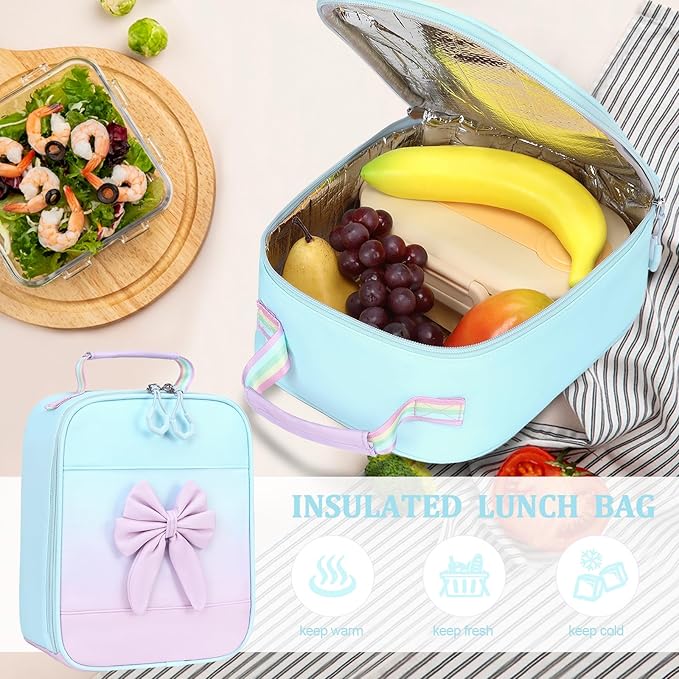 DIGOBAY Backpack for Girls, 3PCS Girls Backpack for School with Lunch Bag Pencil Case, Cute Kids Teens Bookbag for Kindergarten Elementary Preschool Middle School