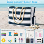 Becokan Beach Bags for Women Large Waterproof Beach Tote Bag Zipper Beach Bags Waterproof Sandproof Swim Pool Bag Large Tote