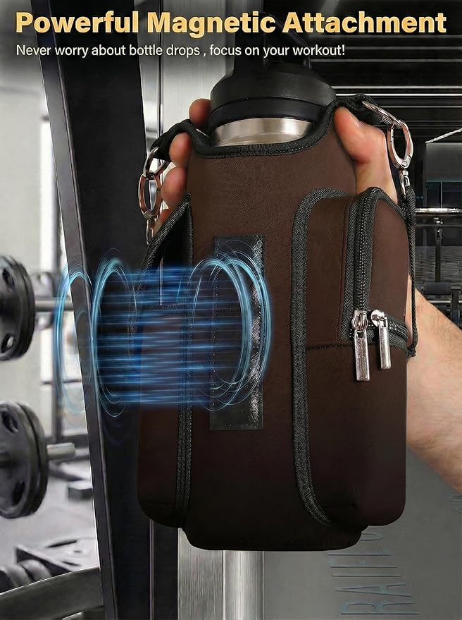 AUPET Magnetic Gym Bag for Men & Women, Small Gym Bag Organizer, Crossbody Magnets Gym Water Bottle Bag Holder Carrier Fits for 18-40oz Owala Yeti Hydro Flask, Workout Pouch for Phone, Keys & Wallet