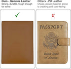 Light Brown RFID Genuine Leather Passport Wallet
