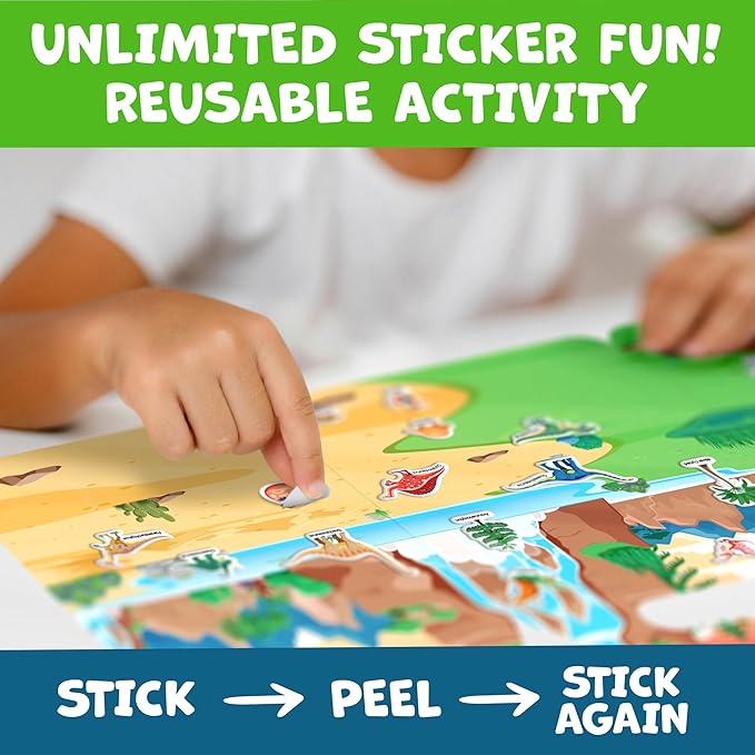 Reusable Sticker Books for Toddlers 1-3, Stickers for Toddlers 2-4 Years - Stickers for Kids Airplane Toys for Toddler 1-3, Toddler Travel Toys - Reusable Sticker Book Birthday Gifts for Boys Girls