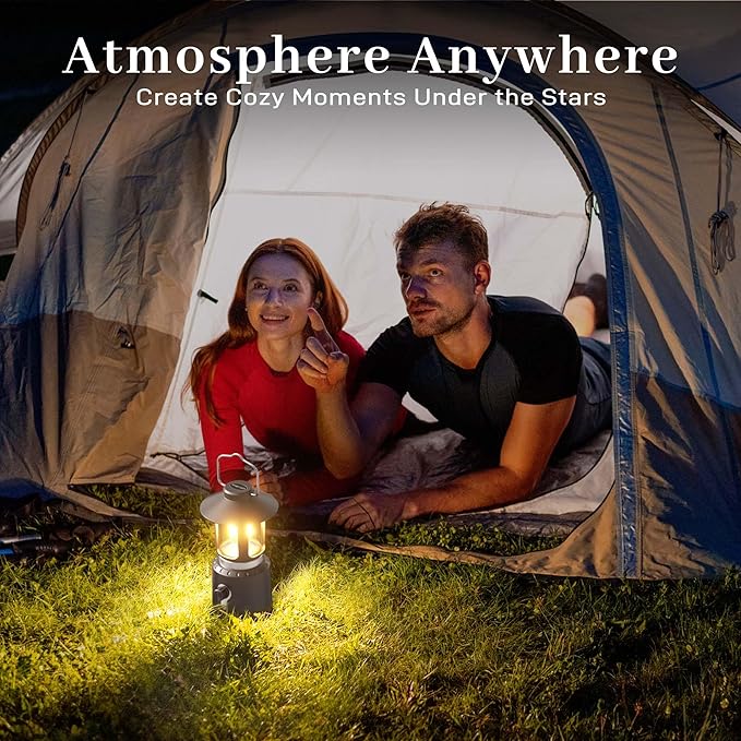 Camping Lantern Rechargeable, Telescopic 8000mAh Retro Waterproof Camping Light, Electric Lanterns for Power Outages, Vintage Hurricane Lamp for Tent Outdoor Patio RV Fishing