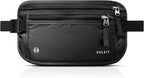 VULKIT Money Belt for Travel, Hidden Passport Holder, Anti-Theft Travel Wallet Under Clothes, RFID Blocking Waist Pouch, Undercover Fanny Pack, Carbon Black