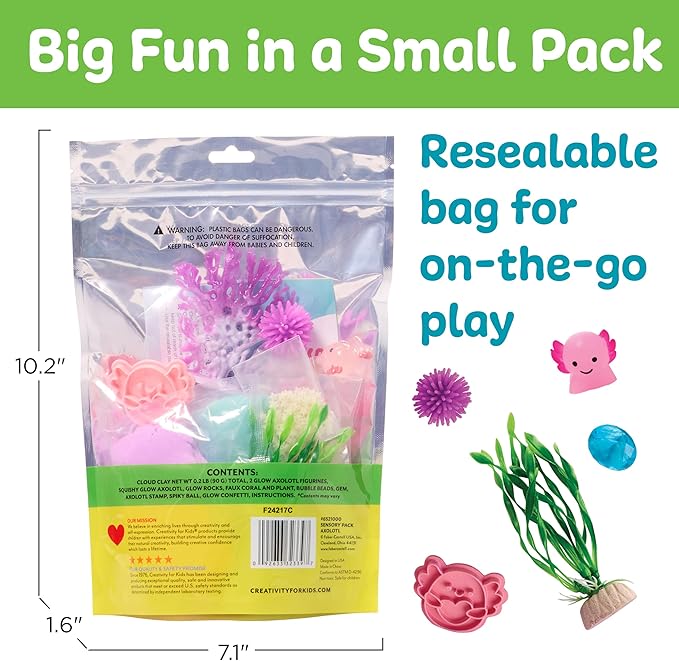 Creativity for Kids Sensory Pack: Axolotl - Sensory Toys for Toddlers, Easter Basket Stuffers, Toddler Activities & Travel Toys, Sensory Bin Fillers, and Axolotl Gifts (Ages 3+)