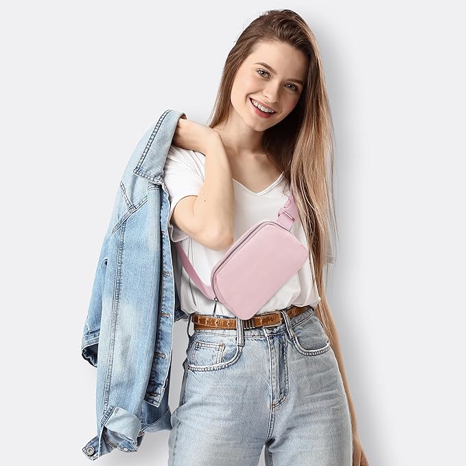 JSJ Mini Fanny Pack for Women & Men,Valentines Day Gifts for Girls Teens Kids Daughter Sister Her,Trendy Stuff Crossbody Bags Cute Everywhere Belt Bags.(Pink)