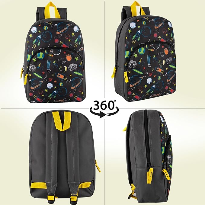 Trail maker 15 Inch Kids Backpacks for Boys & Girls | Preschool, Kindergarten, Elementary School Backpacks with Adjustable, Padded Straps (Stellar Space)