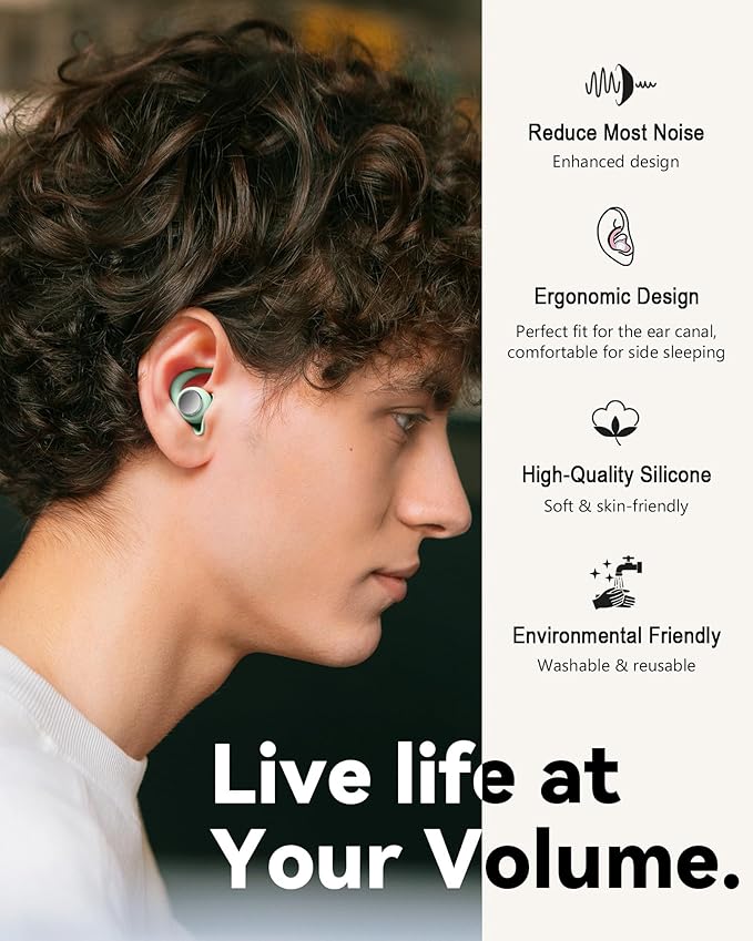 Ear Plugs for Sleeping - Noise Reduction Soft Silicone Earplugs, 2 Pairs Reusable Hearing Protection Earplugs for Noise Sensitivity, Sleep,Snore,Travel,Sound Reduction Noise Cancelling -(Cyan)