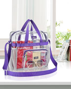 MAY TREE Clear Bag for Stadium Events 12×6×12 Clear Tote Lunch Bag with Reinforced Straps for Work, Sporting Events and Gym, Purple