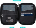 WALNEW Passport Holder Family for 4, RFID Blocking Travel Wallet Women Men, Lightweight Zipper Document Organizer Pouch Bag Credit Cards Case Cover for Travelling, Black | Family for 4, RFID Blocking, Lightweight, Zipper, Document Organizer, Pouch Bag