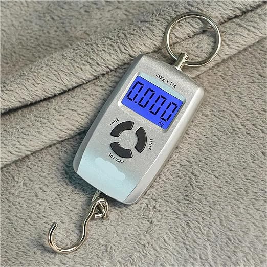 Luggage Weight Scale, 4pcs 45kg/10g Portable Hanging Scale LCD Digital Luggage Suitcase Scale Handled Travel Baggage Bag Weighting Hook Scales,for Travel(Silver)