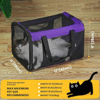 Conlun Cat Carrier Bag,Soft-Sided Pet Carriers for Dogs with 4-Sided Mesh,Airline Approved Cat Transport Carrier for Small&Medium Cats Kitten Puppy Up to 15LB,Collapsible Cat Travel Carrier-M,Purple