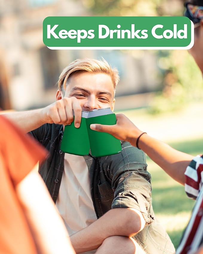 PartyPrints 25 Pack Emerald Blank Can Cooler Sleeves, Customizable Bulk Insulated Foam for Beer, Collapsible Plain Drink Holder, Cold Soda Insulator, 12oz Regular, 16oz Tall Cans