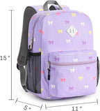 STEAMEDBUN Corduroy Kids Backpack for Girls 3-8, Girls Backpack for Elementary Kindergarten - Purple Bow