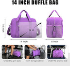 Uarition 14 inch Small Gym Bag for Men & Women, Mini Duffle Bag for Travel Sports, Lightweight Carry On Duffel Bag, Purple
