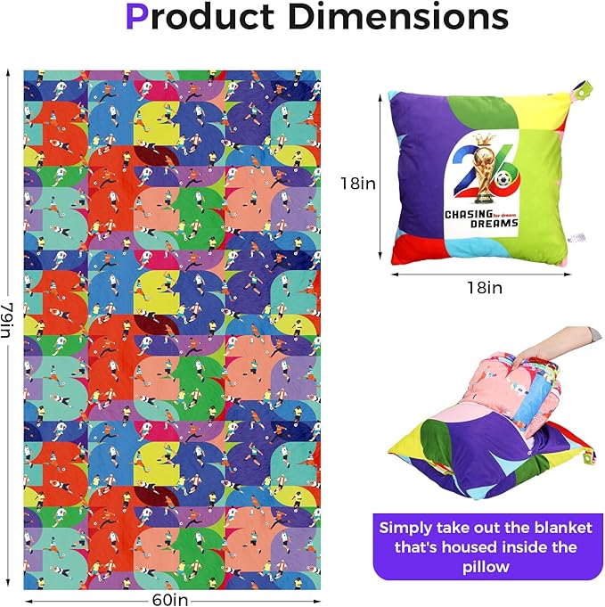 3 in 1 Travel Pillow Blanket Set with Removable Flannel Blanket Throw,Hand Warmer Pockets,Pillow (Color3, 60in*79in)