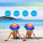 3 Pack Umbrella Hat, Sports Head Umbrella Hats for Adult Women, 26" Diameter Folding Waterproof Rainbow Fishing Headwear for Outdoor Party Beach Hiking