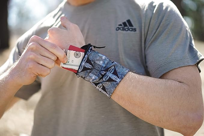 Travel Wrist Wallet Pouch With Zipper Pocket For Cash, Cards, Money. Made For Travel, Running, Walking & Hiking - Maui Black/Black