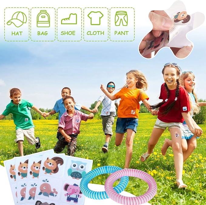 BuggyBands 120 Pack Mosquito Patches Stickers for Kids & Adult, Resealable Stickers with 2 Pack Mosquito Bracelet, Mosquito Stickers for Indoor Outdoor Camping & Travel Summer Camp Essentials