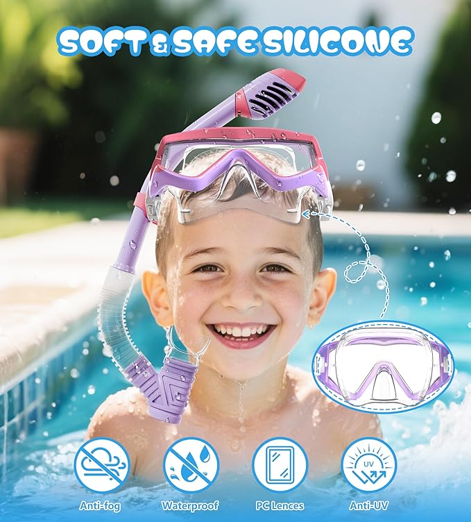 Aegend Snorkeling Gear for Adults Youth Kids, Snorkel Mask with Top Dry Valve - Panoramic View Anti-Leak and Anti-Fog with Mesh Bag for Snorkeling, Scuba Diving, Freediving & Swimming