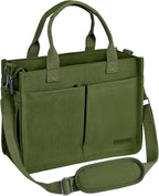 BESBESME Canvas Tote Bag for Women with Zipper & Compartments– Large Work & College Laptop Tote Crossbody Shoulder Bag
