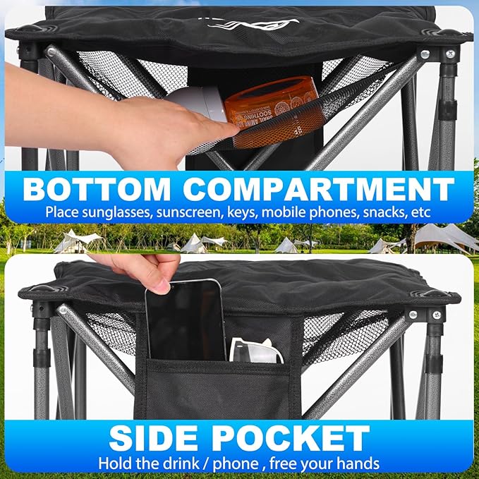 Bolosy Camping Stool Oversized Camping Foot Stool Ottoman 450 lbs Heavy Duty Camp Stool Padded Camping Chair Foot Rest Foldable Footrest