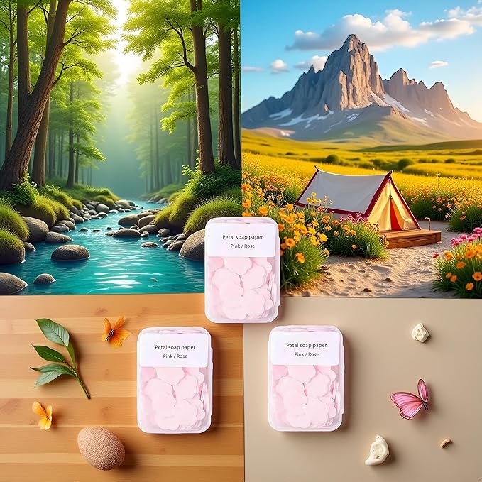 300pcs Portable Hand Washing Soap Sheets, Scented Mini Soap Sheets, Paper Soap for Travel,Disposable Soluble Soap for Outdoor Travel, Camping, Hiking