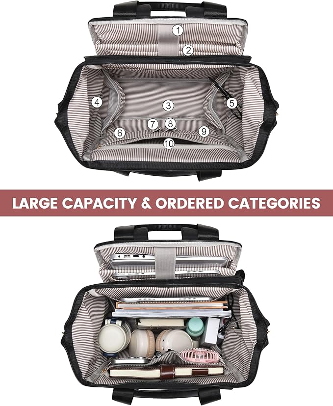 LOVEVOOK 17.3 Inch Laptop Backpack for Women, Large Capacity Travel Backpack with Organizer Bag, Waterproof Carry on Backpack Work Bag with USB Port, Teacher Nurse Backpack Purse, 2PCS