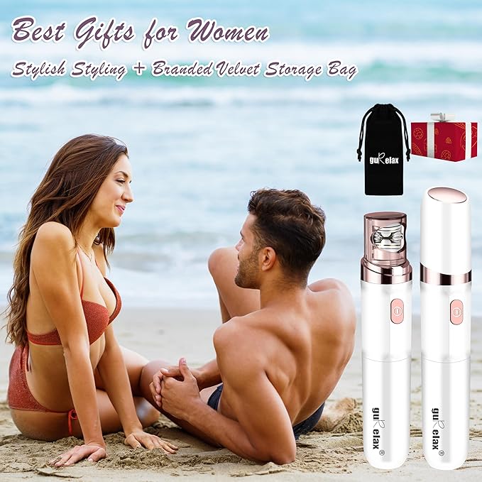 Gurelax Facial Hair Remover, Hair Removal Epilator for Women, Plucker for Face, Lip, 2-in-1 Epilation System, All Ages and Skin Types,with Brush, Pouch