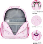 mibasies Girls Backpack 5-8: Lightweight Kids Backpacks for Girls - Girl Bookbag for Elementary School - Diamond-shaped Bow Pink