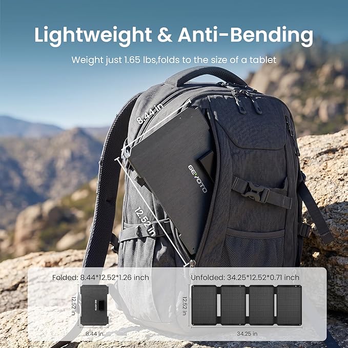 GEYOTO S45 Solar Panel 45W with USB-A and 25W USB-C Ports,25% High Efficiency Folding Solar Panel,Portable Solar Charger Compatible with Phones,Power Bank,IP68 Waterproof Solar Charger for Backpacking