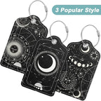 Rimilak 3 Pcs PU Leather Luggage Tags for Suitcase, Travel Cruise Luggage Tag with Privacy Flap, Name ID Label and Metal Loop for Women Men Baggage Handbag School Bag Backpack, Sun Moon