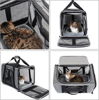 Wakytu Pet Carrier for Small Cats Dogs, Dog Carrier Travel Bag with Adequate Ventilation, 5 Mesh Windows, 3 Entrance, Locking Safety Zippers, Padded Shoulder and Carrying Strap, Medium