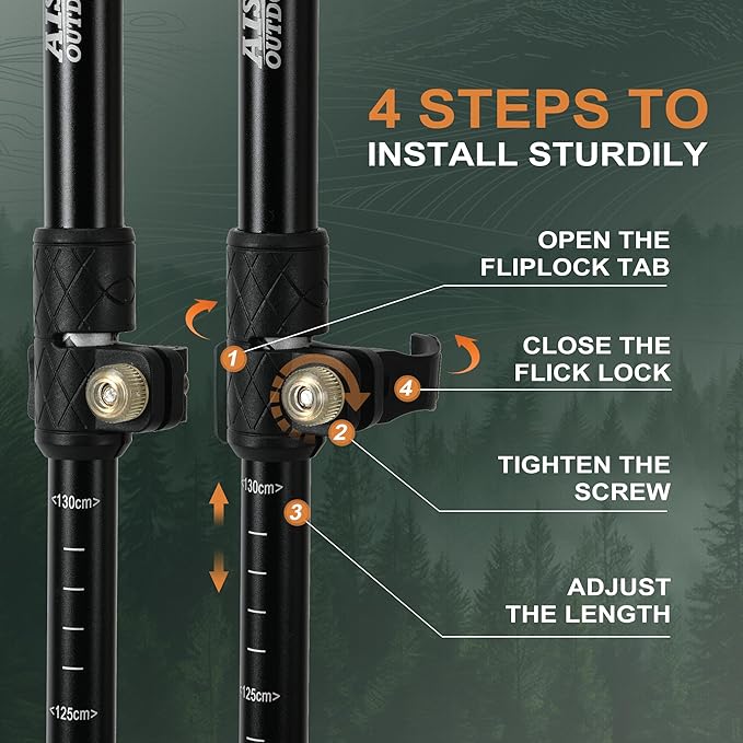 AISUNOURDOOR Lightweight Adjustable Trekking Poles, Aluminum Collapsible Travel Hiking or Walking Sticks for Women Children, with One Disposable Raincoat